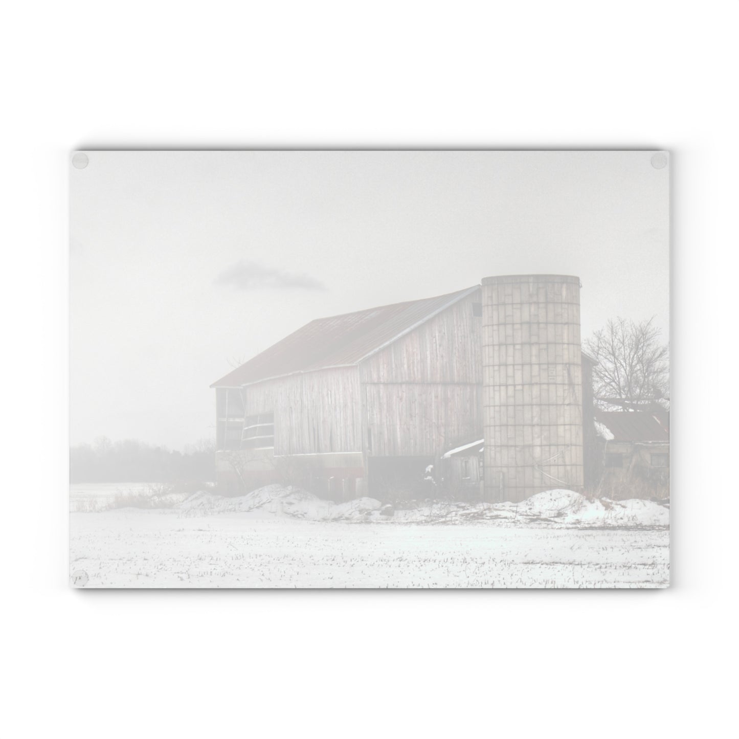 U R There Photography Babcock Road Grey Rustic Farmhouse Tempered-Glass Cutting Board