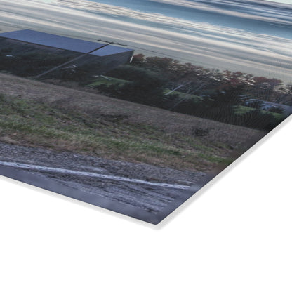 U R There Photography Burnside Road Grey Blues Rustic Farmhouse Tempered-Glass Cutting Board 8"x 11"