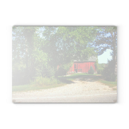 U R There Photography Caro Hidden Red Rustic Farmhouse Tempered-Glass Cutting Board