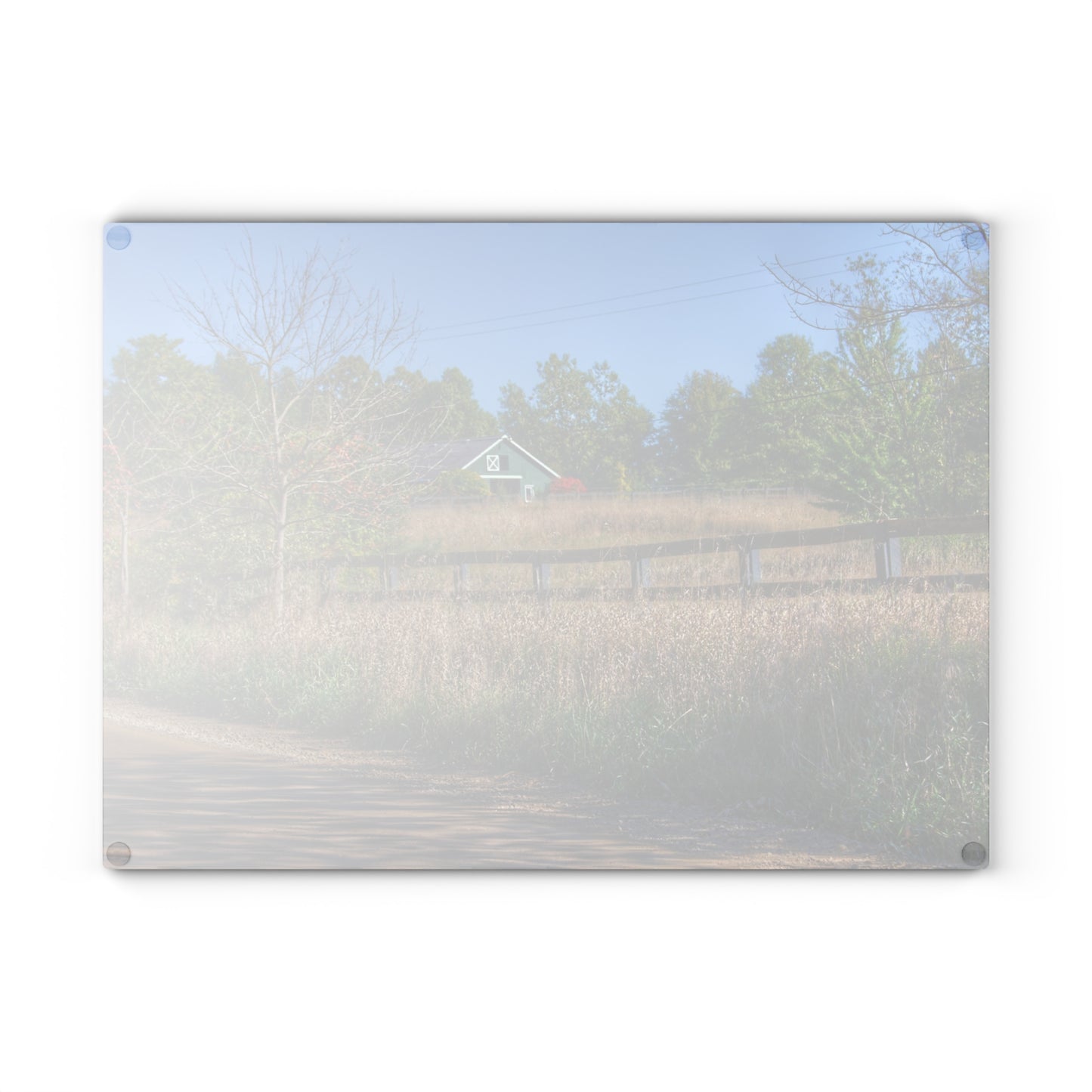 U R There Photography Oakwood Road Hidden Green Rustic Farmhouse Tempered-Glass Cutting Board