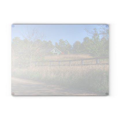 U R There Photography Oakwood Road Hidden Green Rustic Farmhouse Tempered-Glass Cutting Board