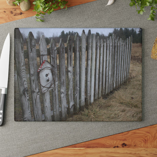 U R There Photography Country Fence Rustic Farmhouse Tempered-Glass Cutting Board