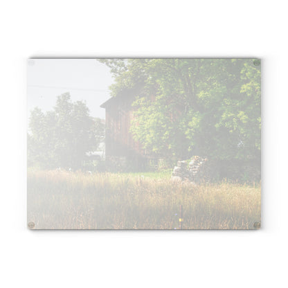 U R There Photography Lum Hidden Fieldstone Red Rustic Farmhouse Tempered-Glass Cutting Board