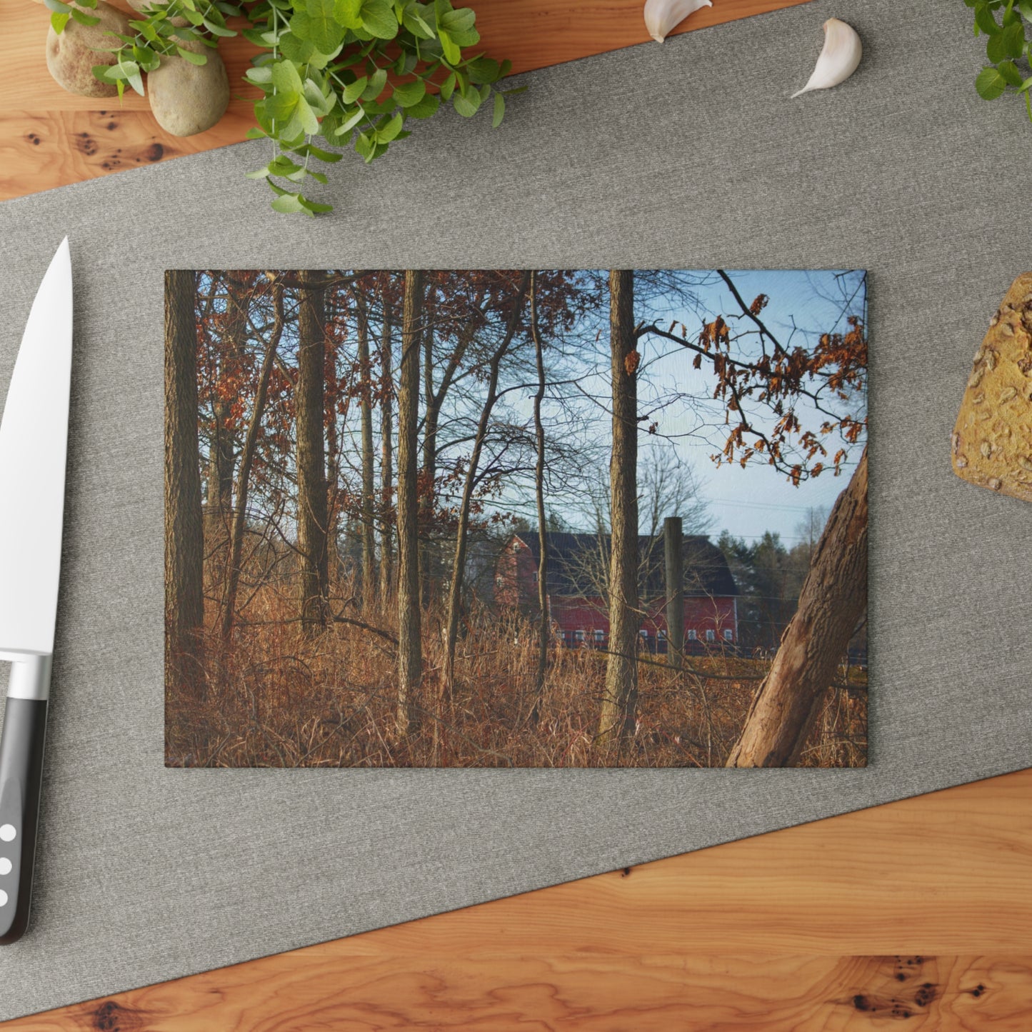 U R There Photography Blood Road Red II Rustic Farmhouse Tempered-Glass Cutting Board