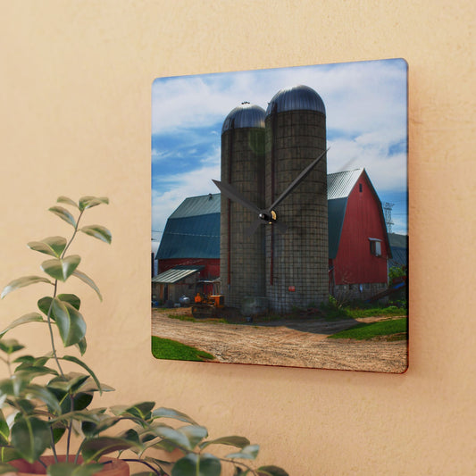 U R There Photography South Washburn Red Rustic Farmhouse Acrylic Analog Wall Clock