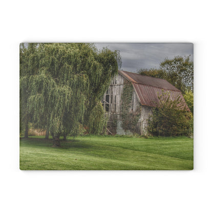 U R There Photography McDowell Road Grey Rustic Farmhouse Tempered-Glass Cutting Board