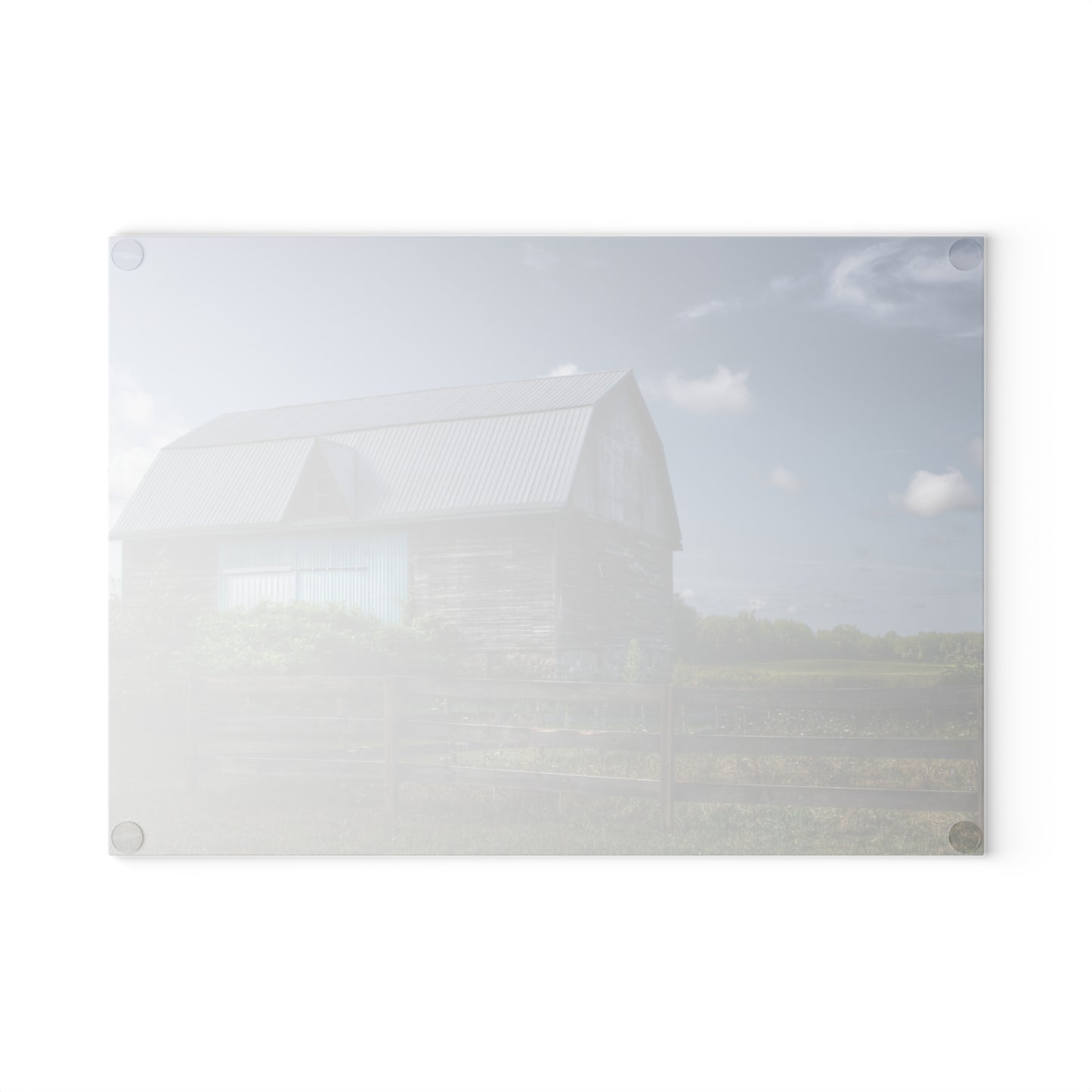 U R There Photography Harris Road Grey Rustic Farmhouse Tempered-Glass Cutting Board