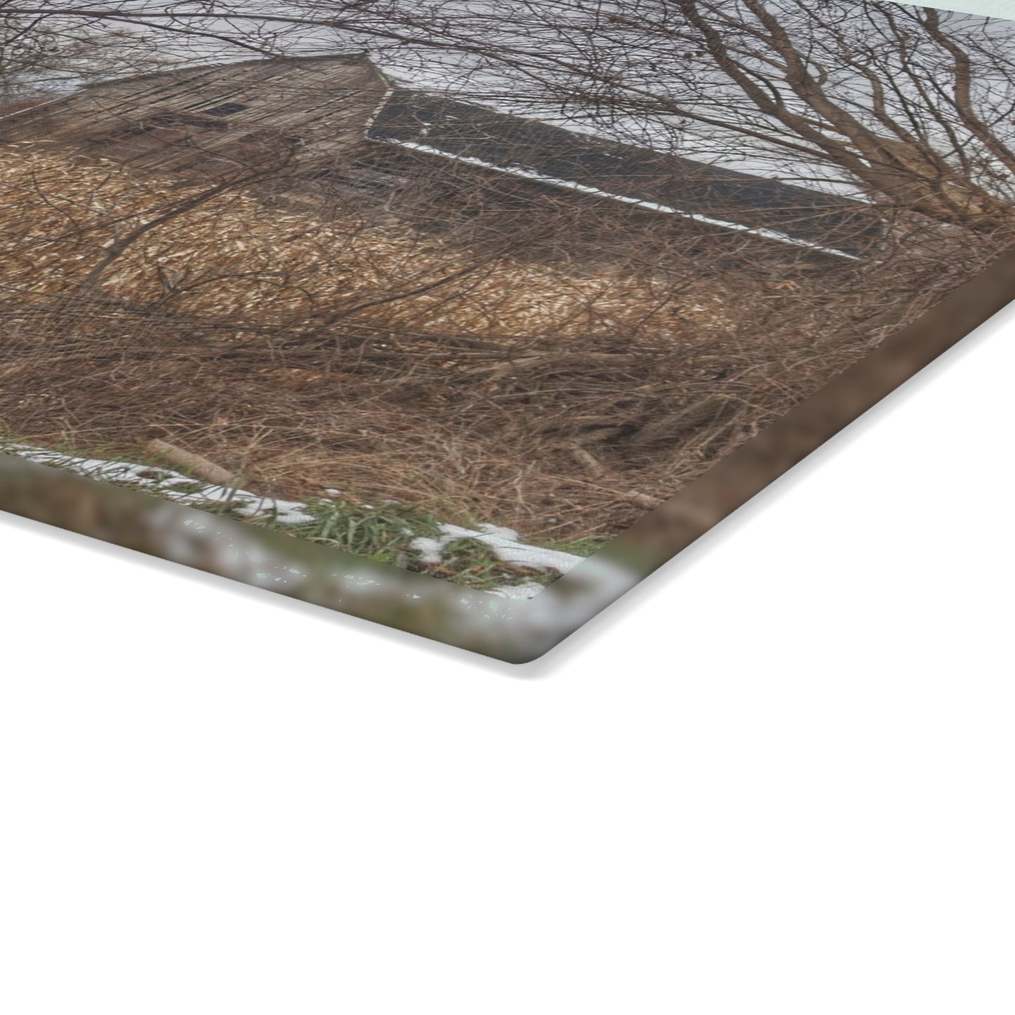 U R There Photography North Oxford Road Grey I Rustic Farmhouse Tempered-Glass Cutting Board