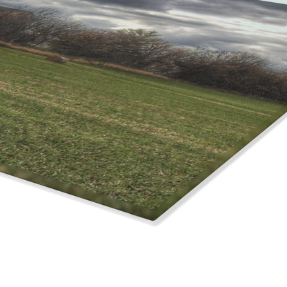 U R There Photography Booth Road Hidden Red II Rustic Farmhouse Tempered-Glass Cutting Board