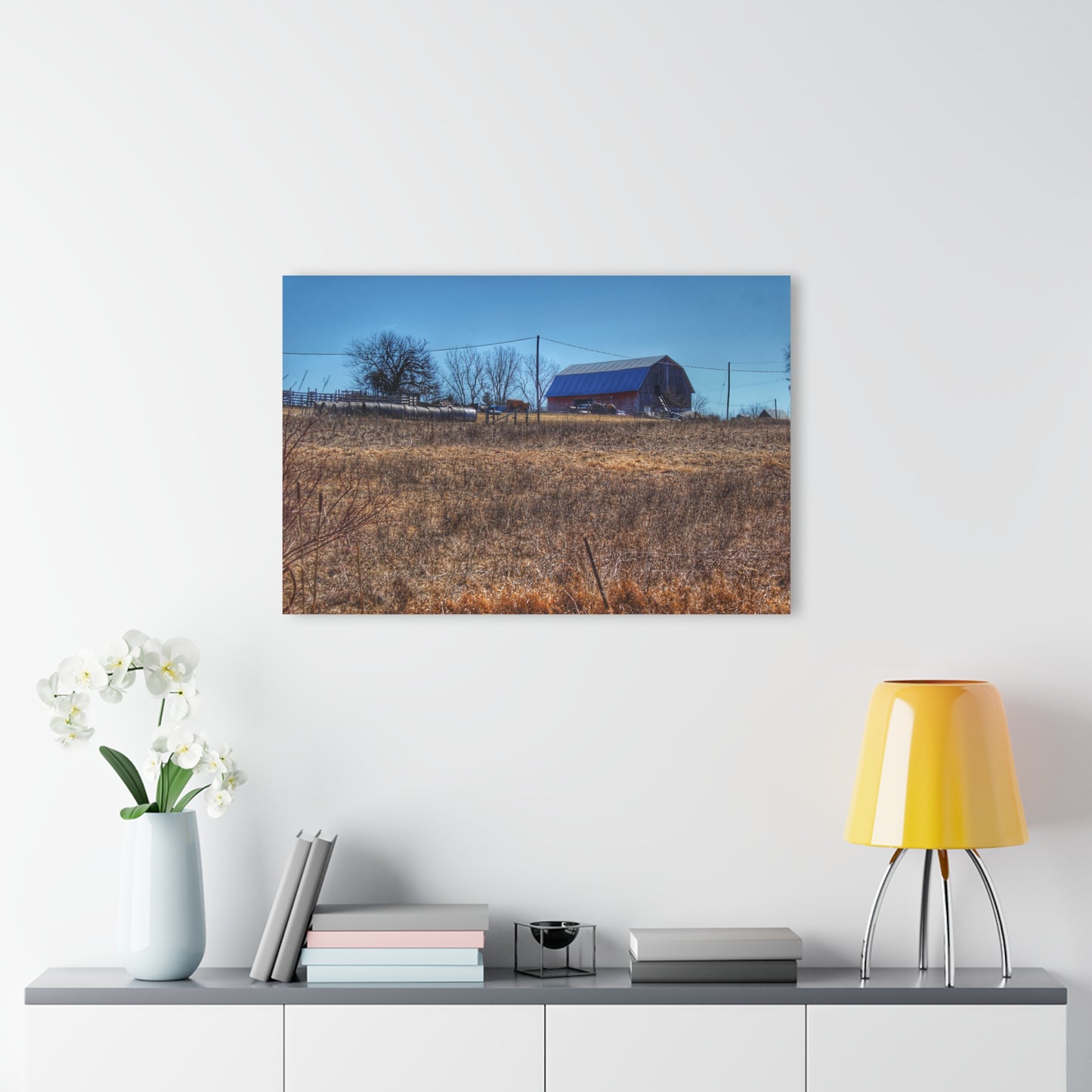 U R There Photography Marathon Haybarn on the Hill I Rustic Farmhouse Acrylic Wall Print