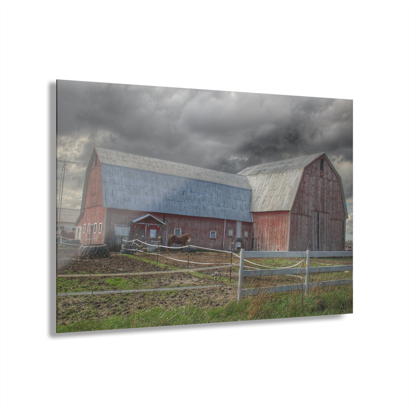 U R There Photography Sandusky Horse Barn Against Fall Skies Rustic Farmhouse Acrylic Wall Print