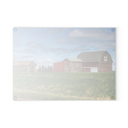 U R There Photography Unionville Reds Rustic Farmhouse Tempered-Glass Cutting Board