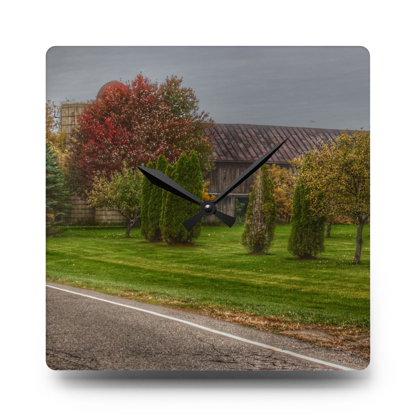 U R There Photography Goodrich Grey Rustic Farmhouse Acrylic Analog Wall Clock