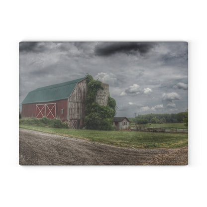 U R There Photography West Hunters Creek Road Red II Rustic Farmhouse Tempered-Glass Cutting Board