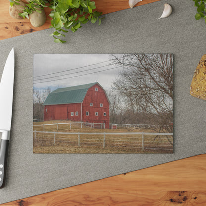 U R There Photography Diehl Road Red Rustic Farmhouse Tempered-Glass Cutting Board