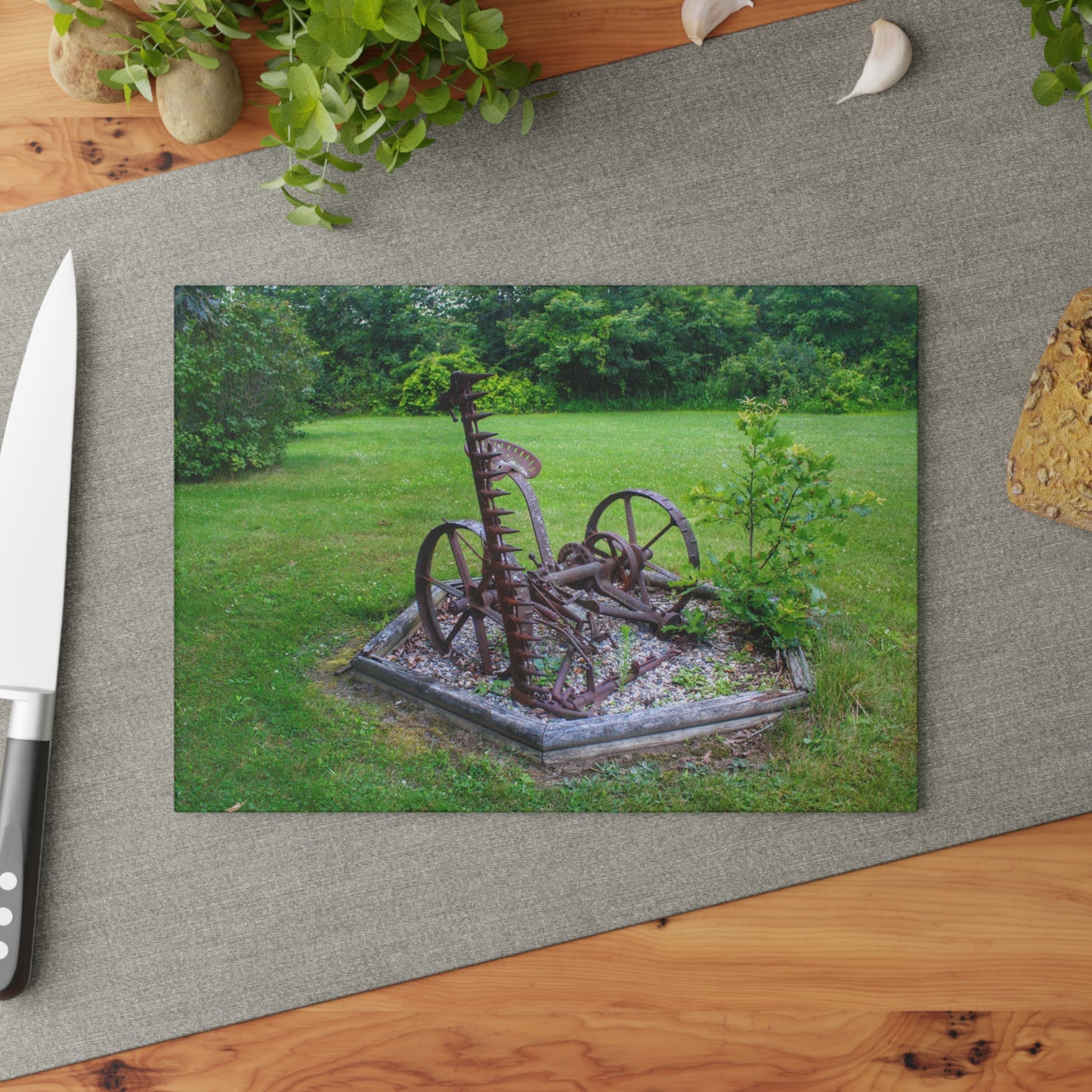 Barn Boutique Rustic Tempered-Glass Cutting Board| Farm Yard Art I