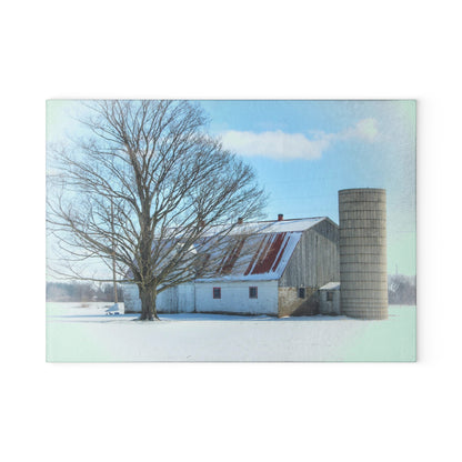 U R There Photography Barnes Road White Rustic Farmhouse Tempered-Glass Cutting Board
