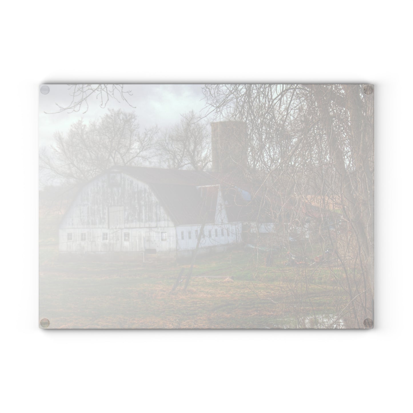 Barn Boutique Rustic Tempered-Glass Cutting Board| Otter Lake Road White