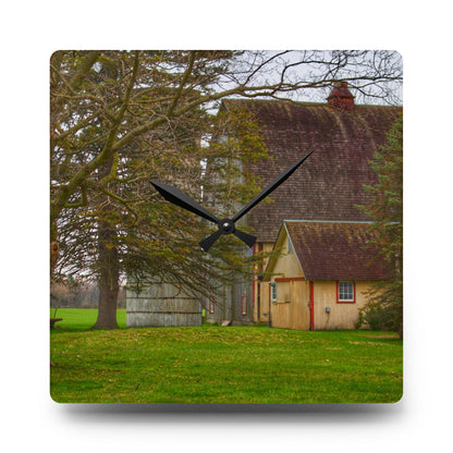 U R There Photography Romeo Van Dyke Grey Rustic Farmhouse Acrylic Analog Wall Clock