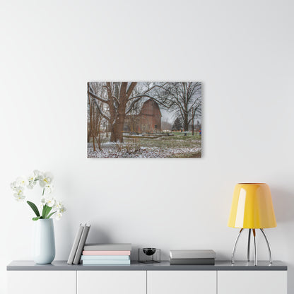 U R There Photography Bishop Road Winter Red Rustic Farmhouse Acrylic Wall Print
