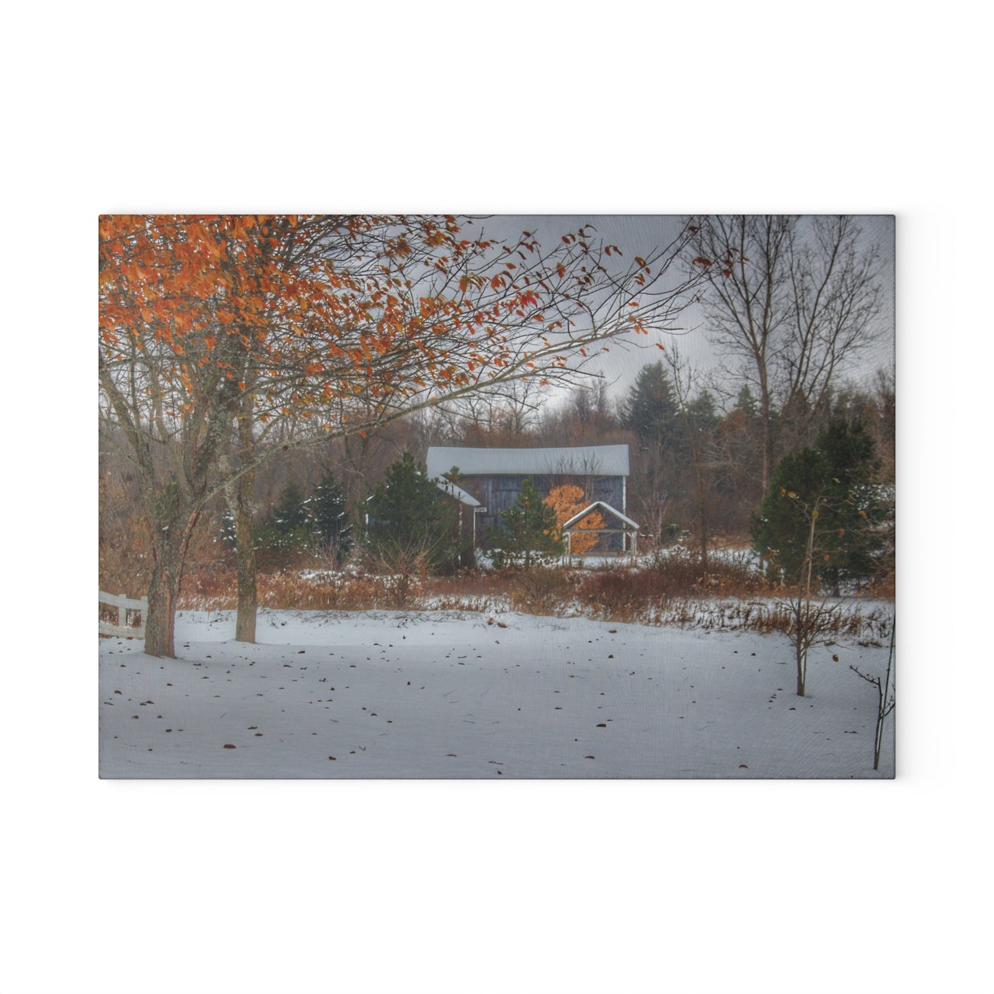 U R There Photography Oregon Road Blue Rustic Farmhouse Tempered-Glass Cutting Board