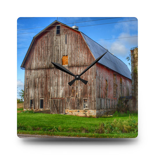 North Irish Red II Rustic Farmhouse Acrylic Analog Wall Clock 10.75'' × 10.75'' (Square)