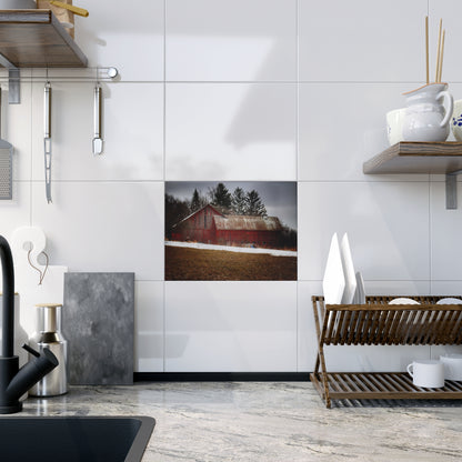 U R There Photography Blacks Corners Road Red Rustic Farmhouse Decorative Ceramic Tile