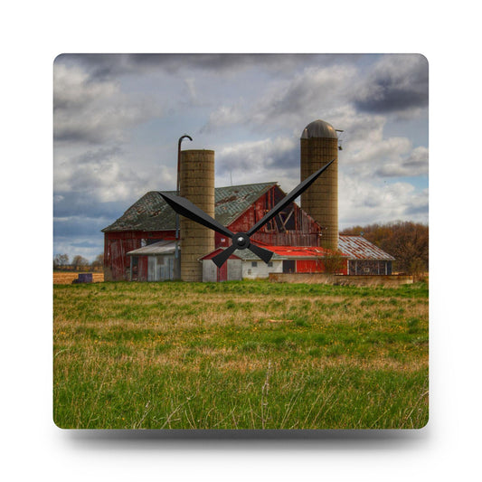 Centerline Road Red Rustic Farmhouse Acrylic Analog Wall Clock