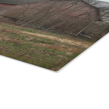 U R There Photography Blair Road Barn and Horse Rustic Farmhouse Tempered-Glass Cutting Board
