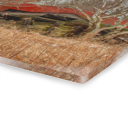 U R There Photography North Five Lakes Road Red Rustic Farmhouse Acrylic Wall Print