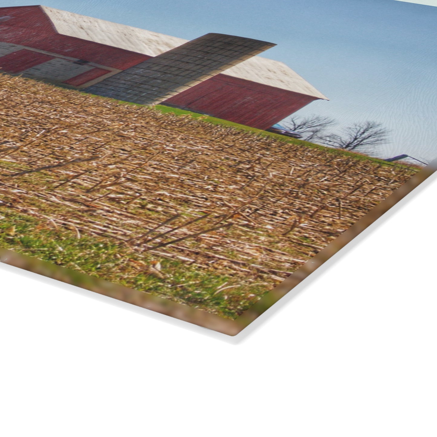 U R There Photography Lee Hill Road Block Red Rustic Farmhouse Tempered-Glass Cutting Board