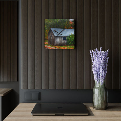 U R There Photography Grey Roadside Shack Rustic Farmhouse Acrylic Analog Wall Clock