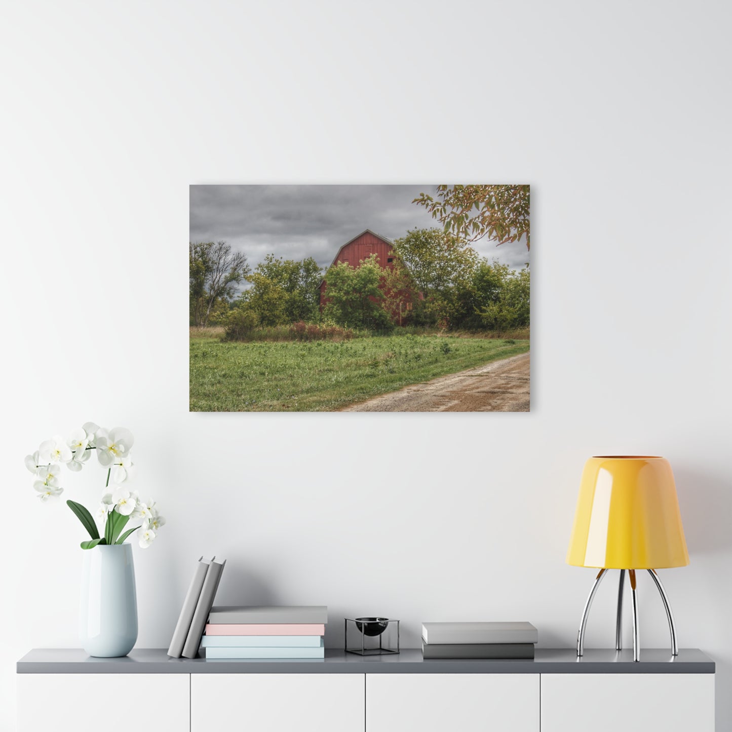 U R There Photography Bristol Road Hidden Red Rustic Farmhouse Acrylic Wall Print