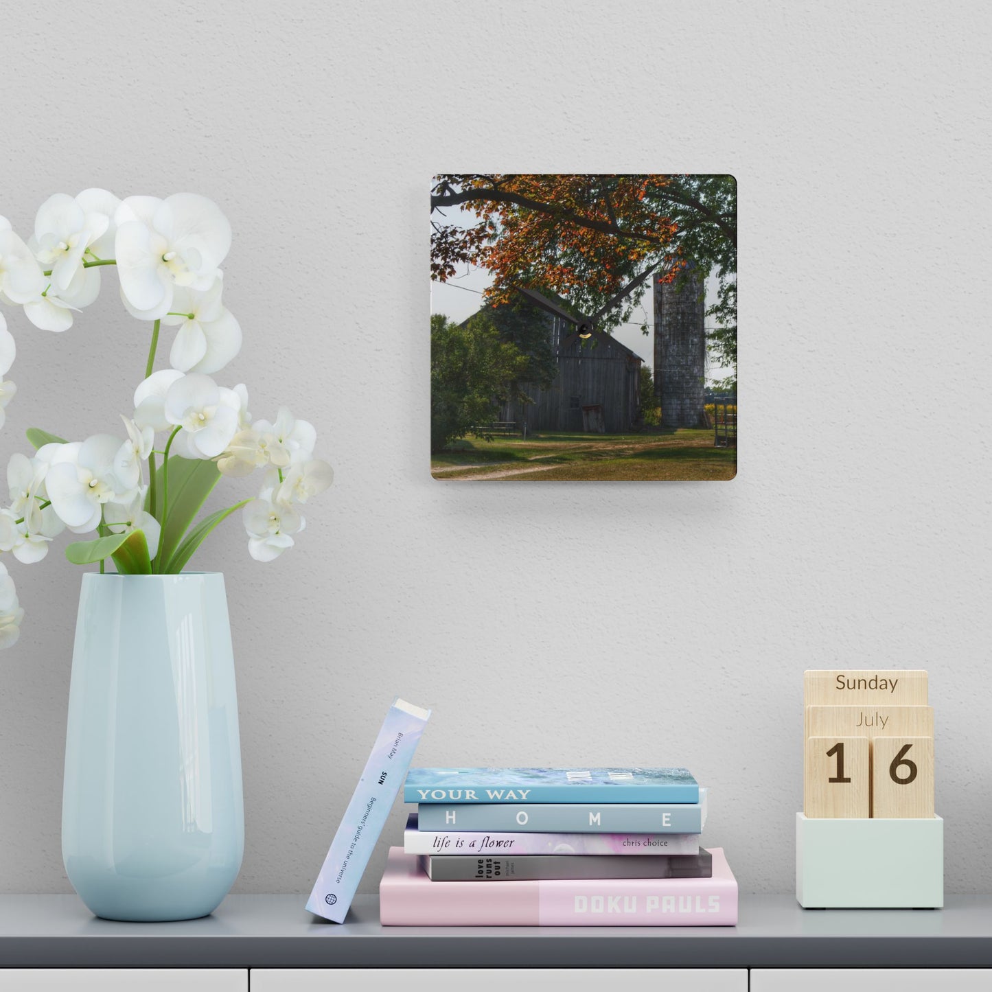 U R There Photography Hidden Grey of Tuscola Rustic Farmhouse Acrylic Analog Wall Clock
