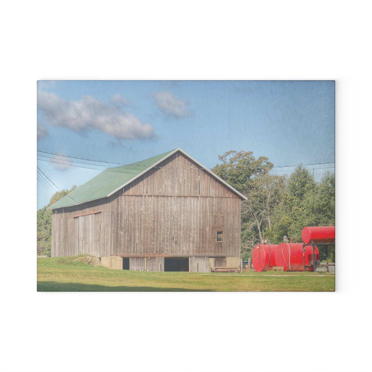 U R There Photography Kingston Road Grey Rustic Farmhouse Tempered-Glass Cutting Board