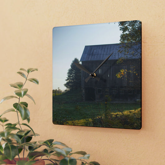U R There Photography Summers Road Old Grey Rustic Farmhouse Acrylic Analog Wall Clock