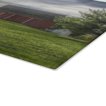 U R There Photography Kings Mill Red I Rustic Farmhouse Tempered-Glass Cutting Board