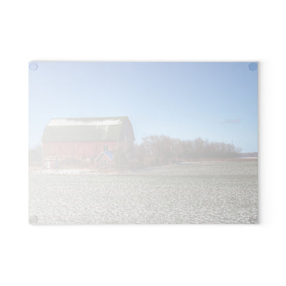 U R There Photography Early Spring Red I Rustic Farmhouse Tempered-Glass Cutting Board