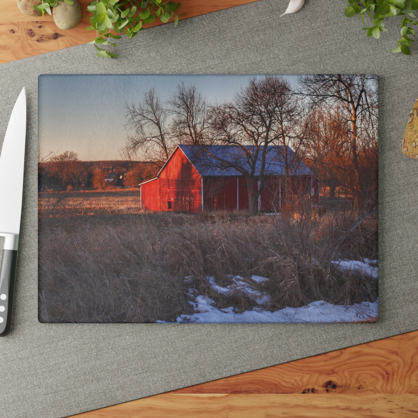 U R There Photography Early Spring on Mount Morris Road Rustic Farmhouse Tempered-Glass Cutting Board