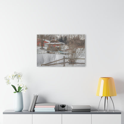 U R There Photography Columbiaville Gazebo in Winter Rustic Farmhouse Acrylic Wall Print