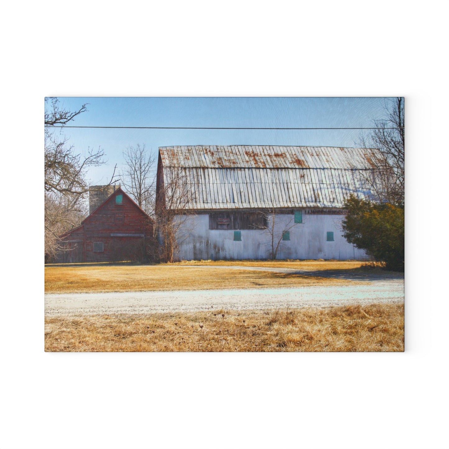U R There Photography Indian Trail Rusted Reds II Rustic Farmhouse Tempered-Glass Cutting Board