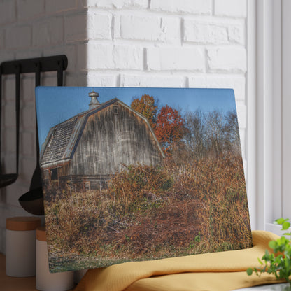 U R There Photography Vassar Road Hidden Grey II Rustic Farmhouse Tempered-Glass Cutting Board