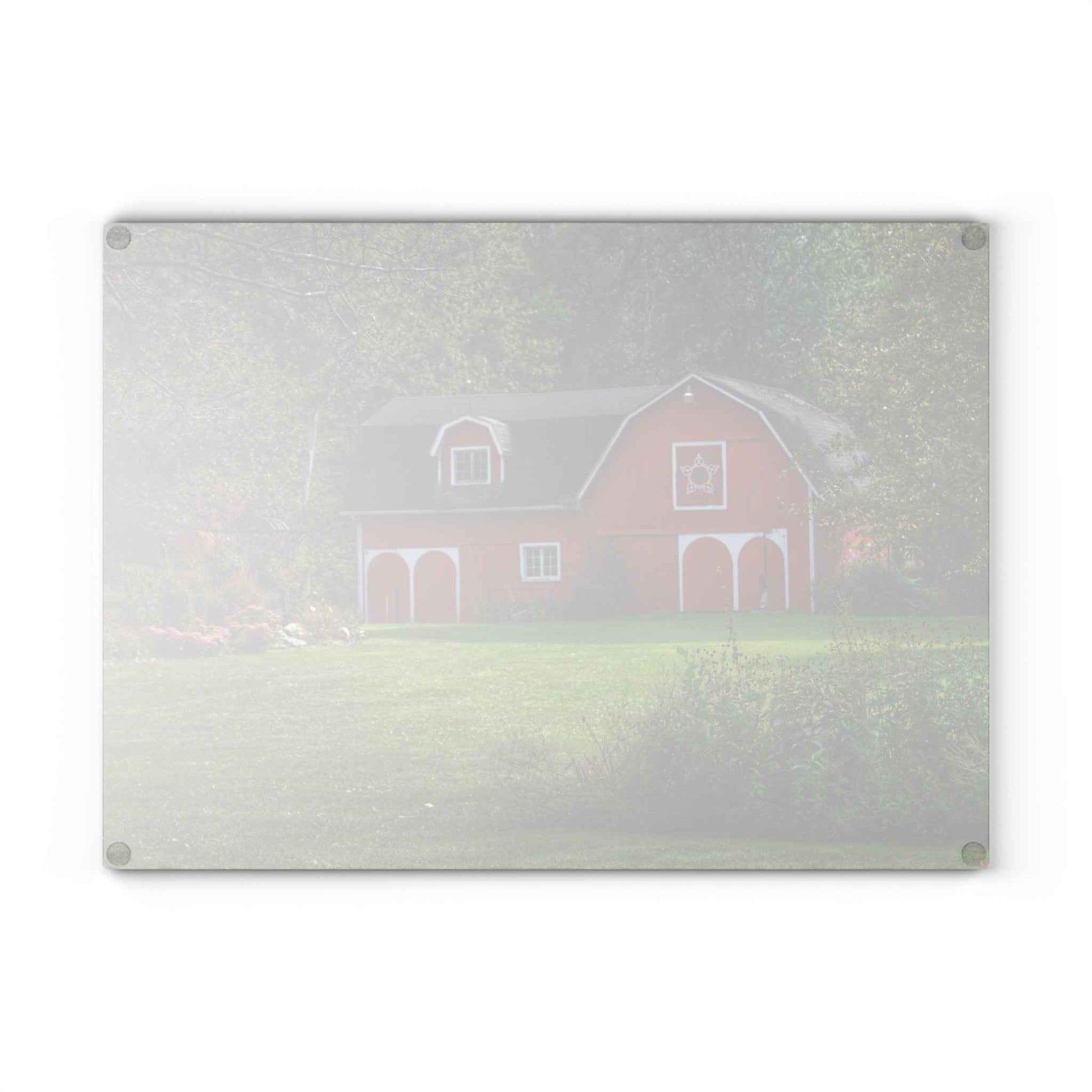 U R There Photography Charming Red Rustic Farmhouse Tempered-Glass Cutting Board