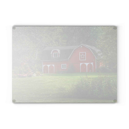 U R There Photography Charming Red Rustic Farmhouse Tempered-Glass Cutting Board