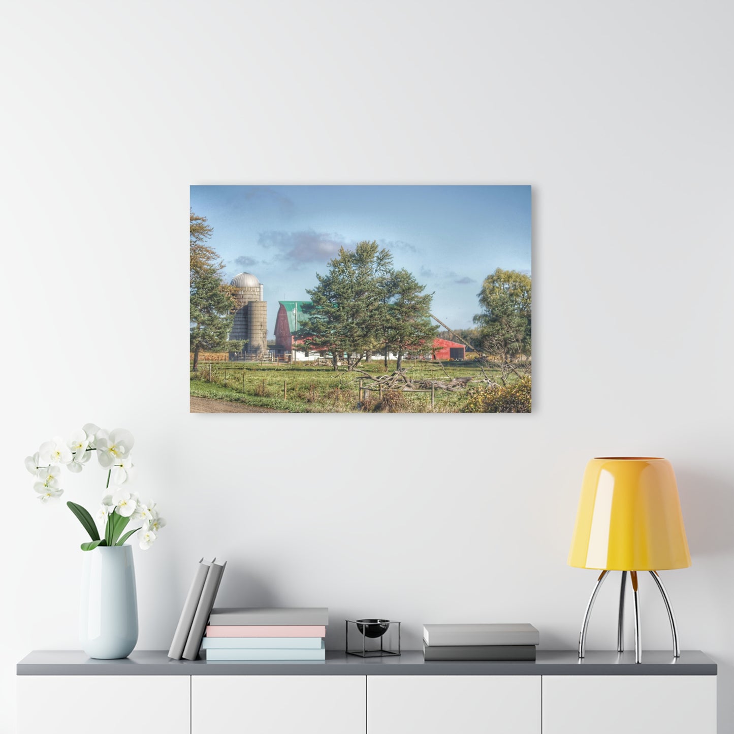U R There Photography Croswell Wagner Road Red Rustic Farmhouse Acrylic Wall Print