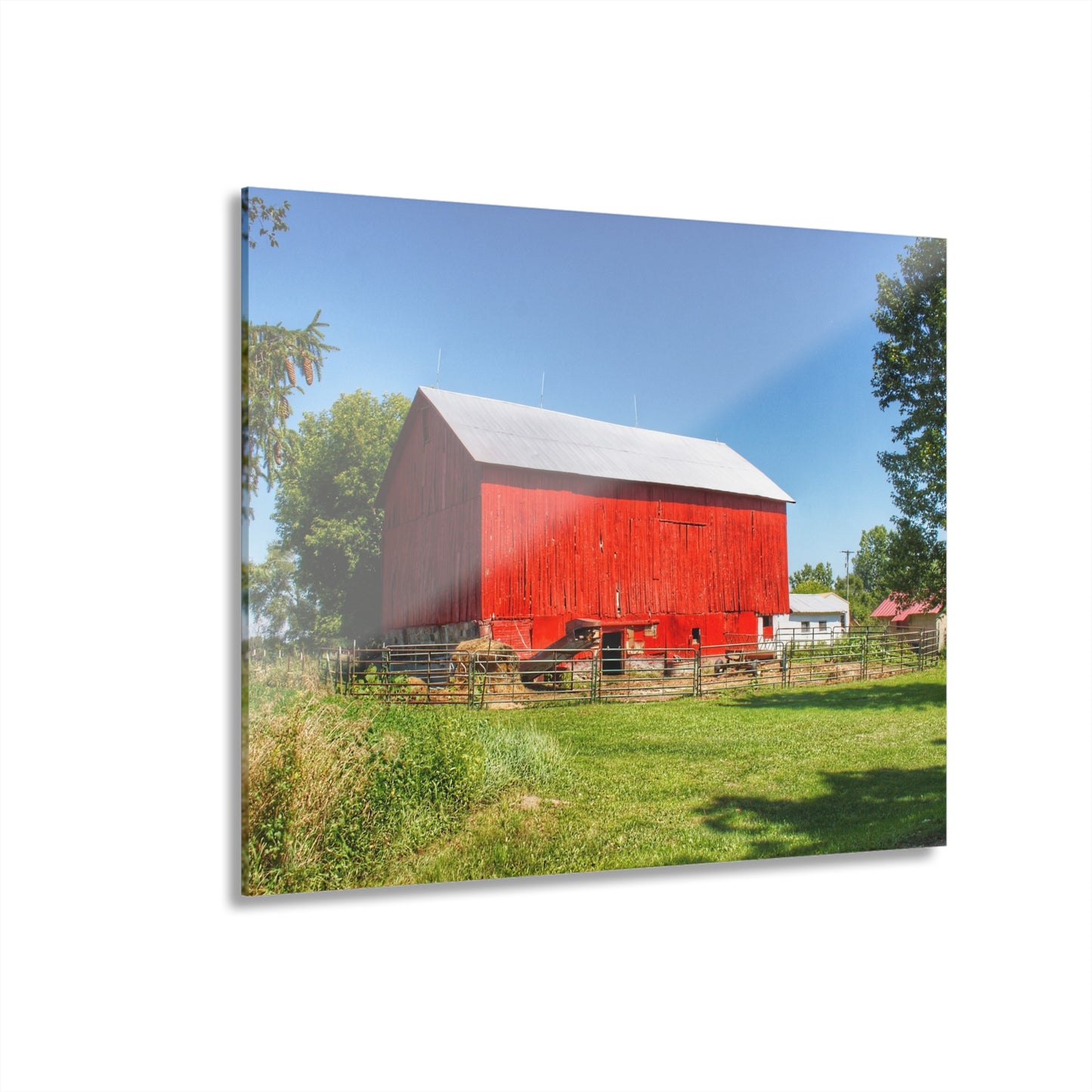 U R There Photography Harris Road Red Rustic Farmhouse Acrylic Wall Print