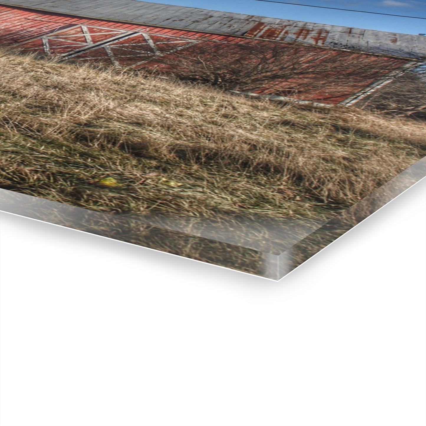 U R There Photography Lapeer Road Crooked Red Rustic Farmhouse Acrylic Wall Print