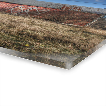 U R There Photography Lapeer Road Crooked Red Rustic Farmhouse Acrylic Wall Print