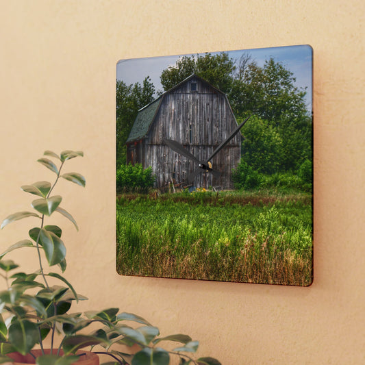 U R There Photography Frankford Road Grey Rustic Farmhouse Acrylic Analog Wall Clock