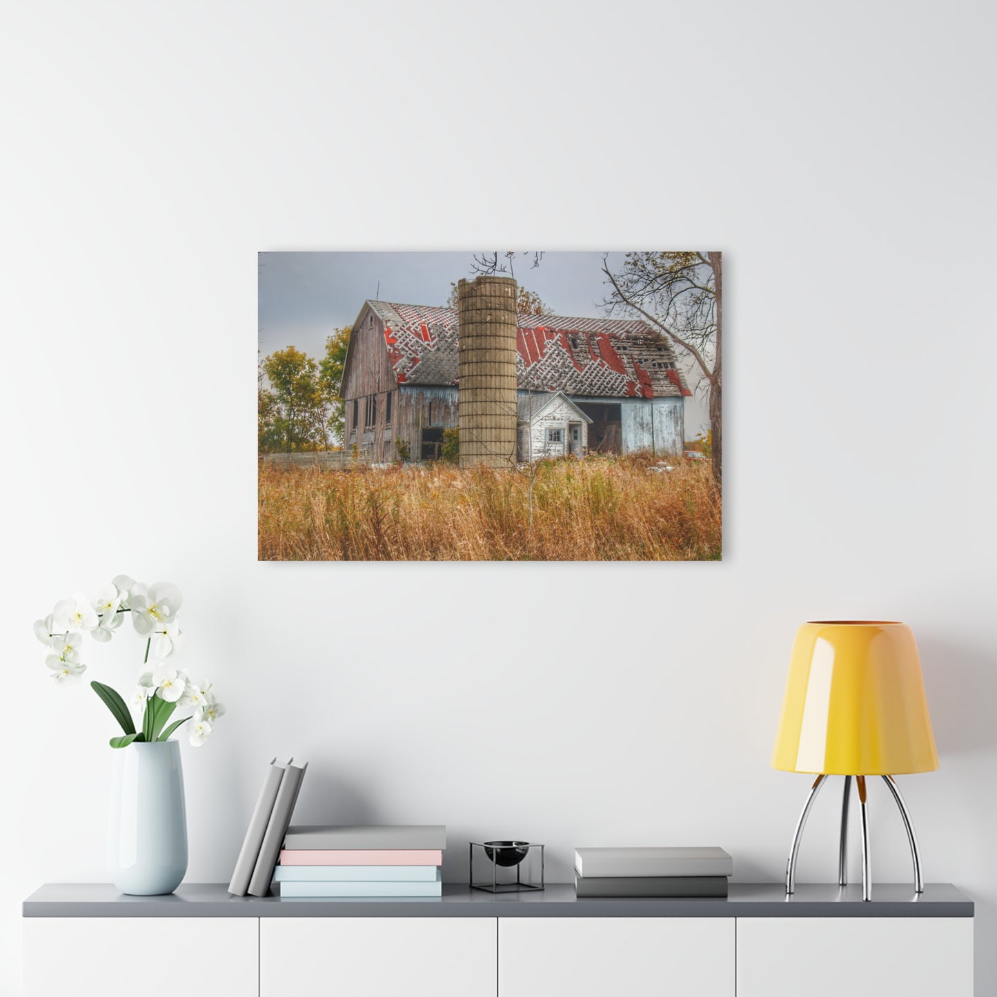 U R There Photography Hill Road Roadside Grey I Rustic Farmhouse Acrylic Wall Print